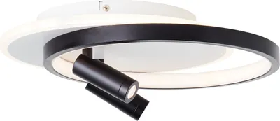 Produktbild von BRILLIANT moderne LED Deckenleuchte EUNOMIA | schwarz weiße Deckenlampe mit 3-Step-Dimmer und zwei Spots | 30W 2900 Lumen 3000 Kelvin | Metall/Kunststoff