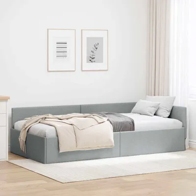 Image de Maison Exclusive - Cadre de lit d'angle avec tête de lit, gris clair, 90 cm x 190 cm, tissu