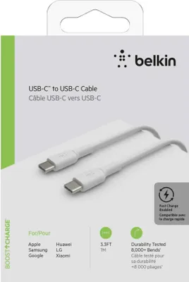 Immagine prodotto di Belkin BOOST CHARGE - Cavo USB - da USB-C (M) a USB-C (M) - 1 m - bianco