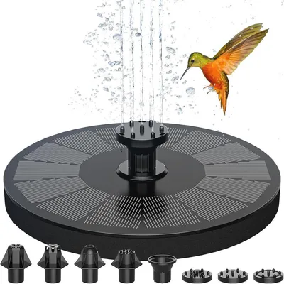Solarenergie Wasserfontänenpumpe mit 7 Sprühpatronen - Schwimmende Wasserfontäne für Garten und Teich