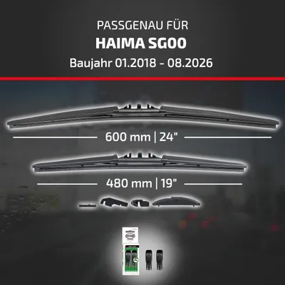 Produktbild von HEYNER® Scheibenwischer für HAIMA SG00 01.2018 - 10.2026, HYBRID Flachbalkenwischer, Aerodynamisch & Flexibel, Nanographitbeschichtung