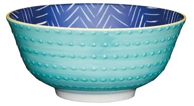 Produktbild von Kitchencraft Keramikschüssel Mit Chevron-und Punktmuster Blau Blau One Size
