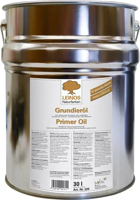 Produktbild von LEINOS Grundieröl 30 l – offenporige Holzgrundierung farblos, tief eindringend, lösemittelarm; für saugfähiges Holz innen & außen, ohne UV-/Pilzschutz, ideal für wenig beanspruchte Flächen