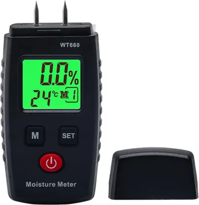 Image de Vochtmeter de type "pintype", avec 7 modes, écran LCD rétroéclairé, détecteur de moisissures pour le bois et les matériaux de construction