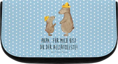 Produktbild von Mr. & Mrs. Panda Kulturtasche Bären mit Hut - Blau Pastell - Geschenk, Kosmetiktasche, Paps, kosmetik organizer, Necessaire, Vater, Muttertag, kosmetiktäschchen, Bär