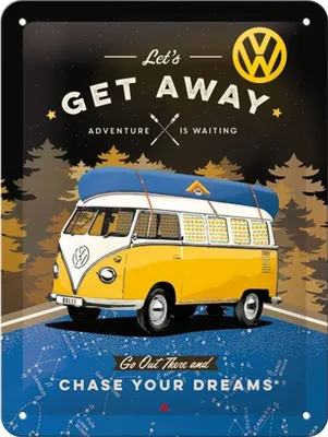 Produktbild von Nostalgic-Art - Blechschild 15x20 cm - Volkswagen - VW Bulli - Let's Get Away Night