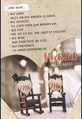 Produktbild von Hochzeit - Glückwunschkarte im Format 11,5 x 17 cm mit Umschlag