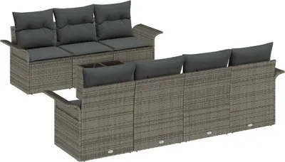 Obrázek produktu pro Sada zahradních pohovek s polštářem 8 pcs Šedá polyratan