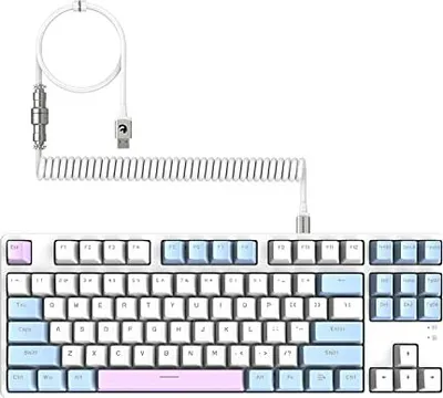 Produktbild von Mambasnake AK873 DIY Mechanische Tastatur, Spiralkabel, 22 Tasten RGB -Hintergrundbeleuchtung, schwimmende Schlüsselabdeckung, 87% Tastatur entfernbar