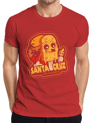 Produktbild von Santa Cruz California Skull Totenkopf Eis Popsicle Sommer Beach Herren T-Shirt, Rot, M