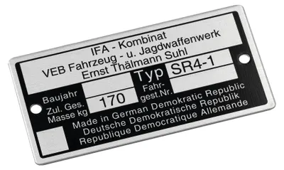 Image de Plaque signalétique SR4/1 Badge en aluminium