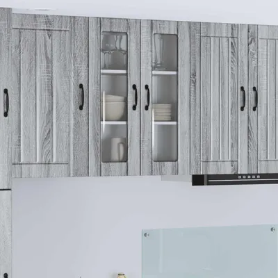 Image de Armoire murale en verre vidaXL LUCCA, gris Sonoma, 60 x 31 x 80 cm
