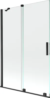 Produktbild von Mexen Velar 2-Flügel-Badewannenwand Regulierbare 120 x 150 cm, transparent, Schwarz - 896-120-000-01-70