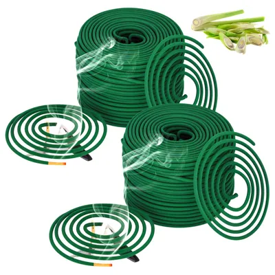 Citronella-Räucherspiralen 100 Stück mit Halter, Zitronengras