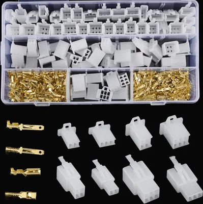 Produktbild von 480 Stk Kabel Steckverbinder 2 3 4 6 Polig Flachsteckhülsen 2,8mm Pitch Männlich Weiblich Stecker Gehäuse Pin Header Crimp Kabel Steckverbinder Kabelschuhe für Kfz Auto Motorrad