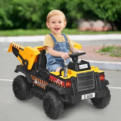 Produktbild von 12V Kinder Traktor mit elektrischen Heckschaufel & Fernbedienung & Lichtern+Musik+Radio für Kinder ab 3 jahre