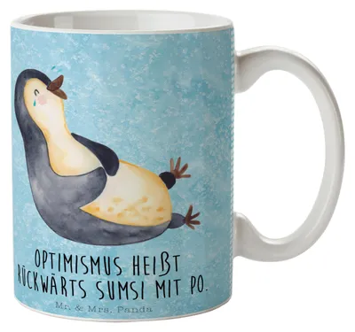 Produktbild von Mr. & Mrs. Panda Tasse Pinguin Lachen - Eisblau - Geschenk, Fröhlich, Pott, Haha, Lol, Kaffeetasse, Becher, Optimismus, Kaffeebecher, Teetasse