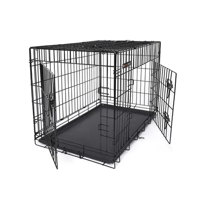 Produktbild von Feandrea HundeKfig 2 Tren Hundebox Gitterbox Transportbox faltbar DrahtKfig Katzen Hasen Nager Kaninchen Geflgel Kfig schwarz XXXL 122 x 81 x 76 cm PPD48H