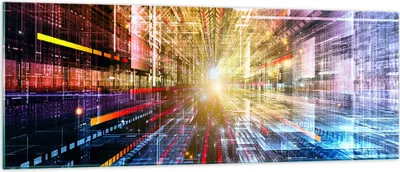 Produktbild von Bilder auf glas - Grafik Computer Raum Geometrie - 140x50cm - Glasbilder - Wandbilder - Kunstdruck - zum Aufhängen bereit - Wanddekoration aus Glas - Glas Bilder - Wandbild auf Glas - GAB140x50-2350