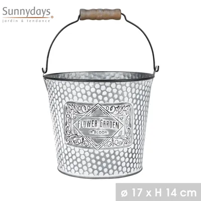 Produktbild von Sunnydays Eimer/Pflanztopf - Zink - Silber - D17 x 14 cm