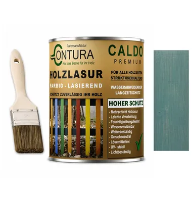 Produktbild von Contura Holzlasur Langzeitschutz Lasur + Pinsel Holz Außen Dauerschutzlasur Holzfarbe - 750ml. + Pinsel / Blaumohn - 10.41