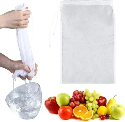 Produktbild von Biologische Notenmelkzak-Set - Fijnmazige Nylon-Filterzak (20 x 30 cm)