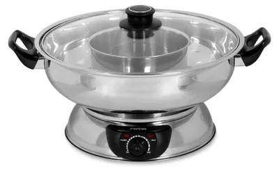 Produktbild von Rotel Elektrischer Mongolen Topf mit Glasdeckel, 6 Person(en), 2,5 l, Silber, Rund, 1600 W, 230 V