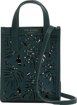Immagine prodotto di Ted Baker Pelle borsetta borsa a tracolla Leeora Laser Cut Leaf Detail Nano Bag Green verde scuro