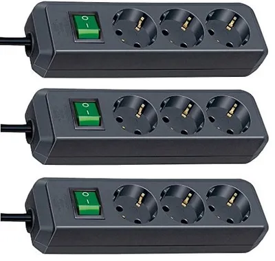 Image de Multiprise ECO-Line Brennenstuhl 3m noir pack de 3