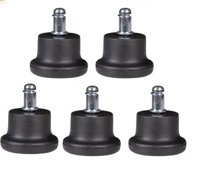 Produktbild von 5x Fußgleiter 11mm Stift Hartbodenrollen Fußgleiterset für Bürostuhl Hartböden und Teppich Farbe: schwarz