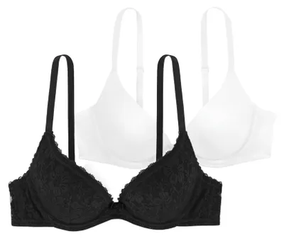 Immagine prodotto di Dorina Damen, reggiseno push-up, confezione da 2 – reggiseni con ferretto e coppe preformate, in pizzo