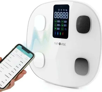 Produktbild von nah-vital® smarte Körperanalysewaage digital Körperfettwaage App 15 Körperdaten Körperfett Gewicht BMI Muskelmasse BMR Display bis zu 24 Profile