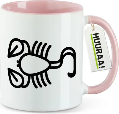Produktbild von Huuraa Kaffeetasse Skorpion Sternzeichen Symbol 330ml Rosa Keramik Kaffeebecher Geschenkidee