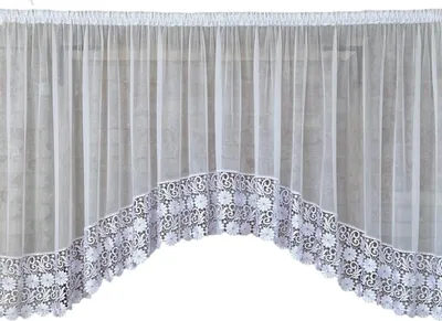 Produktbild von Fertige Gardine 500x160, weißer Voile, Guipure Blume 30cm