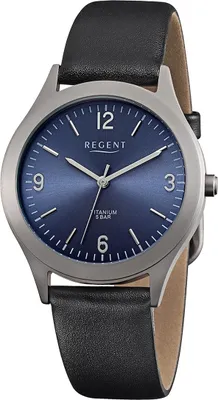 Produktbild von Regent Leder Herren Uhr Armbanduhr Quarz schwarz Lederarmband D2URF1437