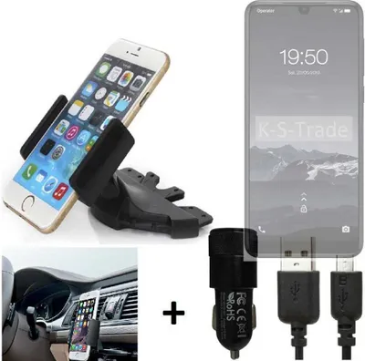 Produktbild von TOP SET K-S-Trade Autohalterung kompatibel mit Qilive Q3 CD Schlitz Halterung KFZ-Halter Radio Handy Halterung 360° drehbar DVD-Schacht inkl. Micro