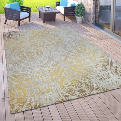 Produktbild von Outdoor Teppich Balkon Terrasse Vintage Küchenteppich Orient Muster Rauten Ethno Grösse 200x280 cm