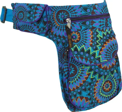 Produktbild von Stoff Sidebag & Gürteltasche, Goa Gürteltasche - Türkis, Uni - Erwachsene, Baumwolle, 27*20*4 cm, Festival- Bauchtasche Hippie