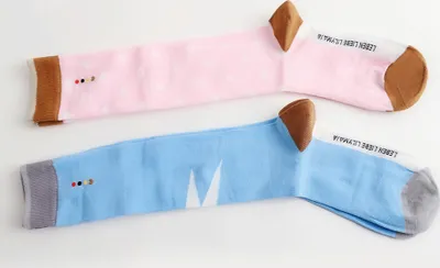 Produktbild von MEGAGROUP 2 Paar Casual Socken Stricksocken Baumwolle Gr. 35-39 blau pink