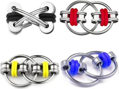 Produktbild von Flippy Chain Fidget 4er Set - Fahrradkette Schlüsselanhänger zur Stressbewältigung, geeignet für Kinder, Erwachsene und Teenager