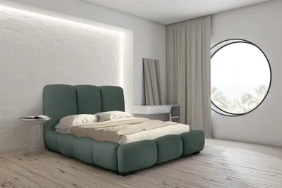 Produktbild von Polsterbett Doppelbett GRACIA 140x200cm Komplettset in Stoff Allora Grün