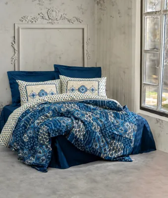 Produktbild von L'Essentiel Linge de Maison, Stasya - Dark Blue, Satin-Doppelbettbezug-Set (DE), Dunkelblau, 100 % Baumwollsatin, 200 x 200 cm