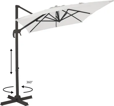 Produktbild von AXI Coco Ampelschirm Rechteckig 200 x 300 cm in Anthrazit / Beige | Sonnenschirm für Garten / Terrasse mit Aluminium Rahmen | Inkl. Kreuzfuß &