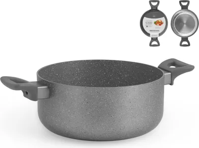 Zdjęcie produktu dla Garnek indukcyjny H&H z 2 uchwytami, nieprzywierający, szary, 24 cm