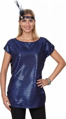 Produktbild von Pailletten-Shirt blau Größe: 36-38