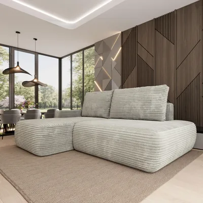 Produktbild von Masseno Ecksofa AVINI T L-S mit Schlaffunktion L-Form, Sofa mit Bettkasten, Wohnzimmersofa, Couch, Soffa, Bettsofa, Couchgarnitur- Hellgrau, TILIA 83