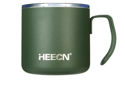 Zdjęcie produktu dla Termos do kawy i herbaty ze stali nierdzewnej, 450 ml, kolor: oliwkowy, podwójne ścianki, izolowany