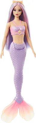 Produktbild von Barbie A Touch of Magic Meerjungfrau-Puppe mit fliederfarbenem Haar, Schwanzflosse in Violett und Haarband, Modepuppe, Weiblich, 3 Jahr(e), Mädchen, 323,9 mm, 248 g
