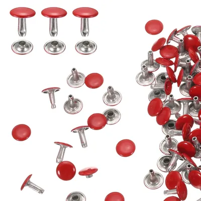 Image de Rivets à tête plate - 10x10 mm, pour cuir et textiles - 100 pièces - Rouge