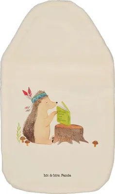Produktbild von Mr. & Mrs. Panda Wärmekissen Igel Federschmuck - Weiß - Geschenk, naturkautschuk wärmflasche, Lagerfeuer, gummi, Indianer, Abenteuer, Camping, Tiere, wärmebeutel